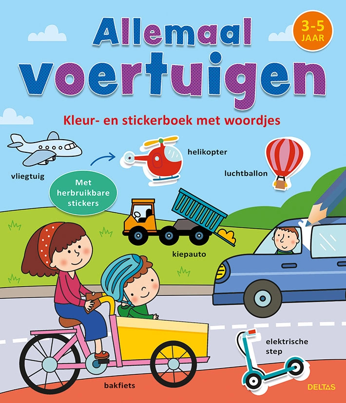 Kleur- en stickerboek Allemaal voertuigen 3-5 jaar