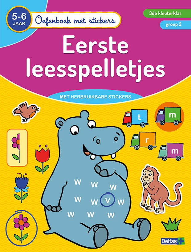 Oefenboek met stickers Eerste leesspelletjes 5-6 jaar